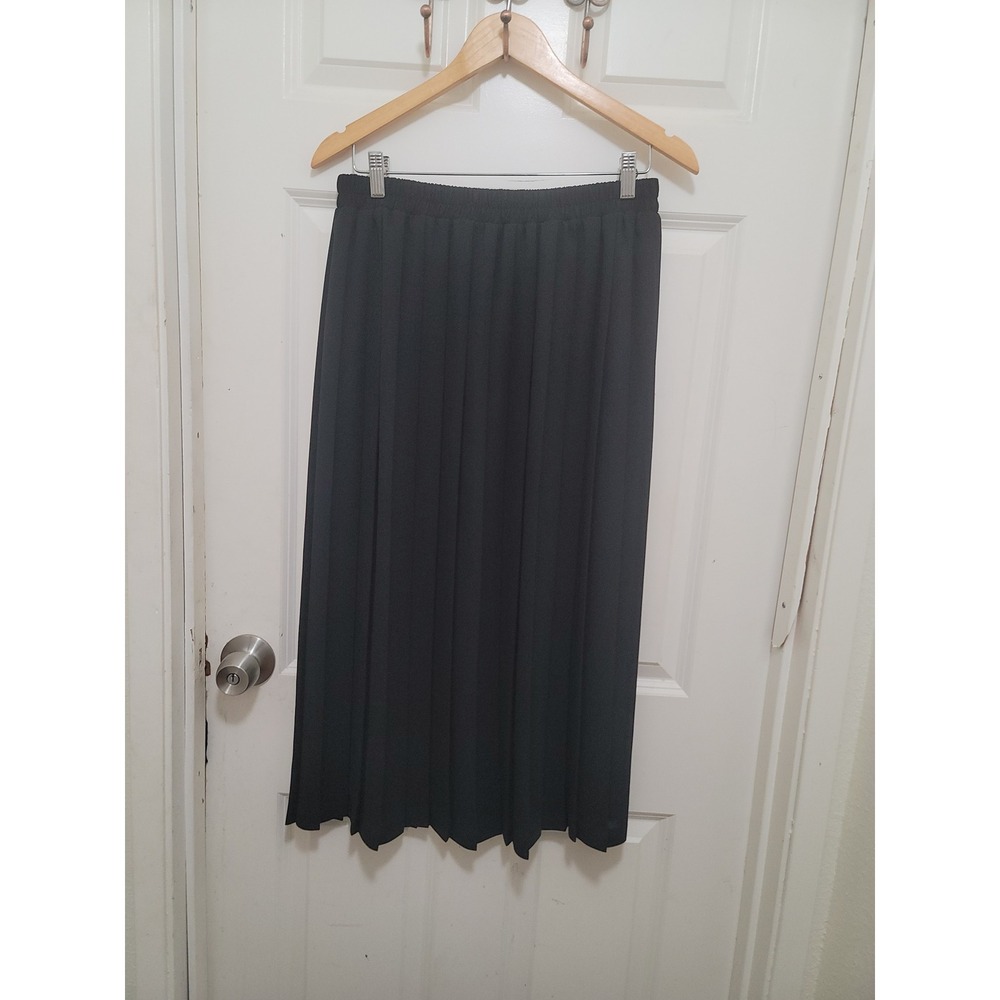 VTG Counterparts Pleated Maxi Skirt Women's‎ M Black Elastic Waist Casual Grunge